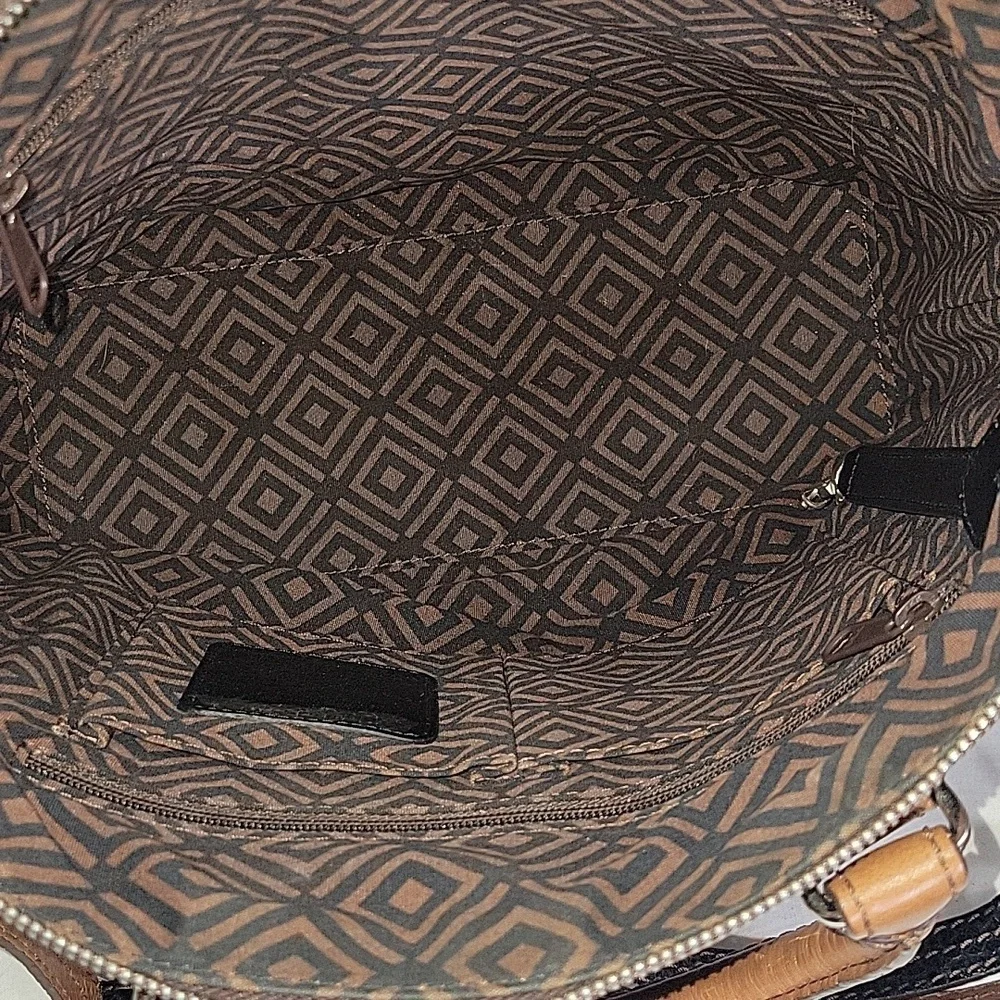 Brighton Black and Brown Pebble Leather Tote Crossbody Bag